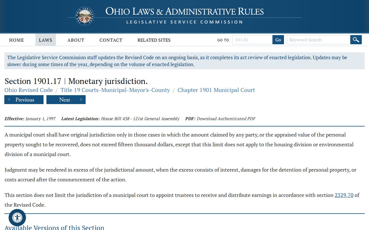 Wayne County civil docket Municipal Court jurisdiction statute