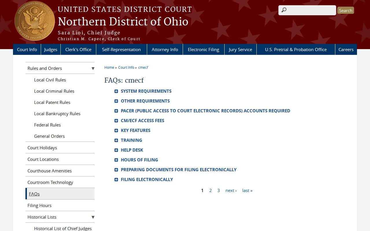 Wayne County court records CM ECF federal access information
