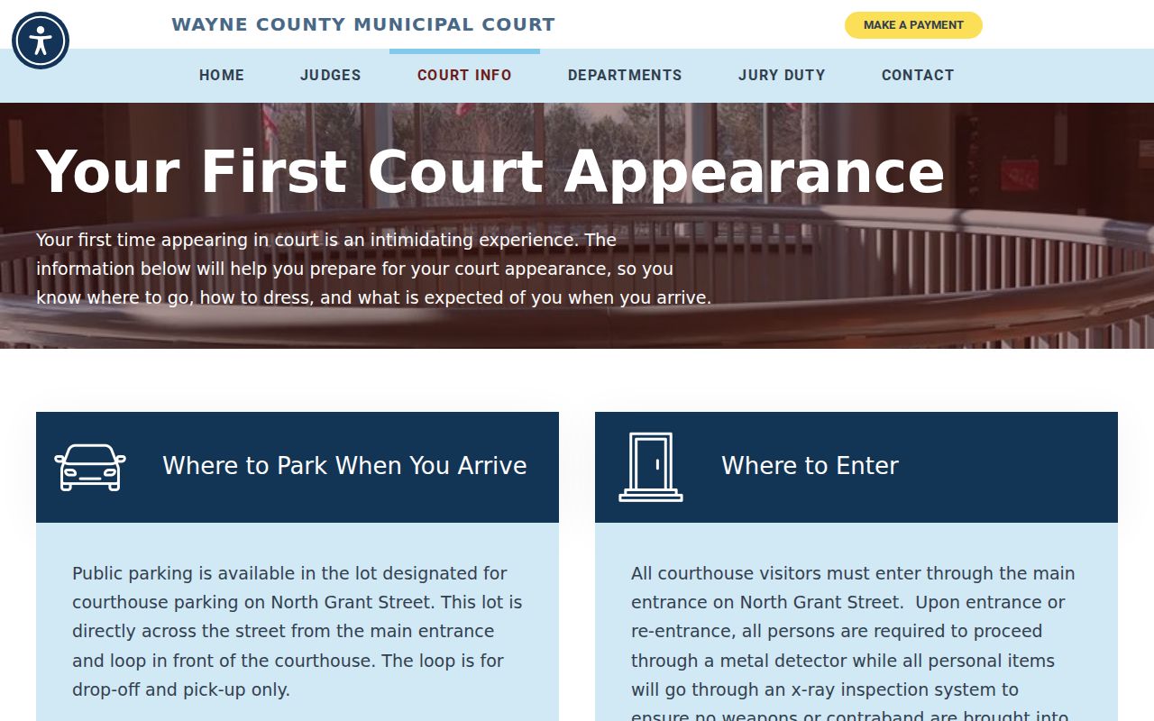 Wayne County criminal docket Municipal Court first appearance information