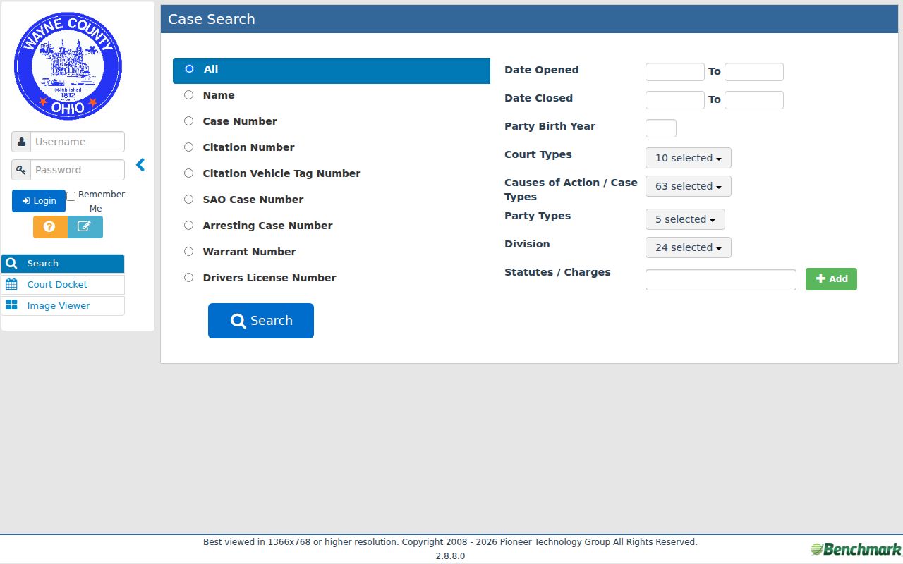 Wayne County criminal docket WCMS public search interface