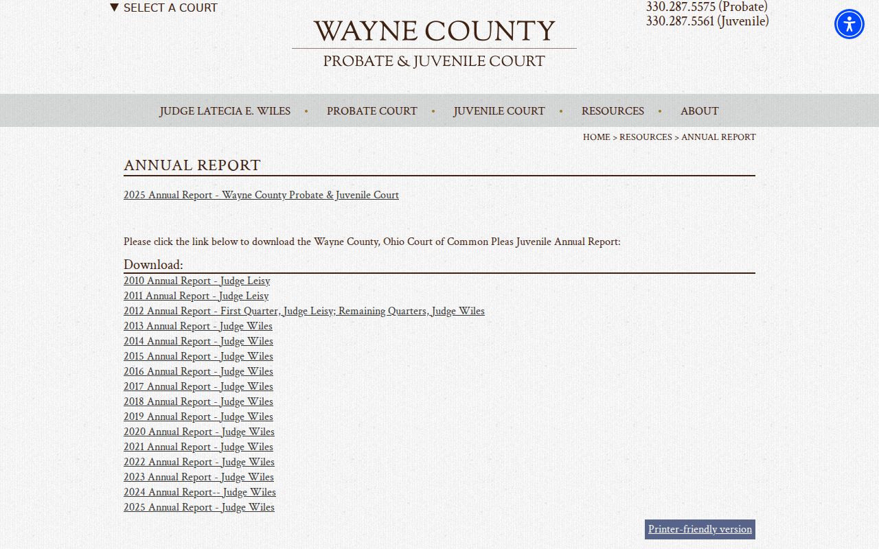 Wayne County court docket Probate and Juvenile annual report archive