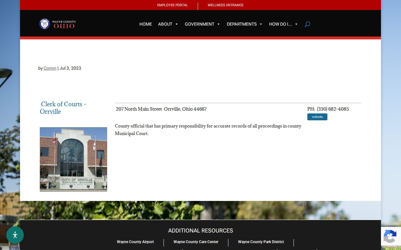Orrville court records Clerk branch listing